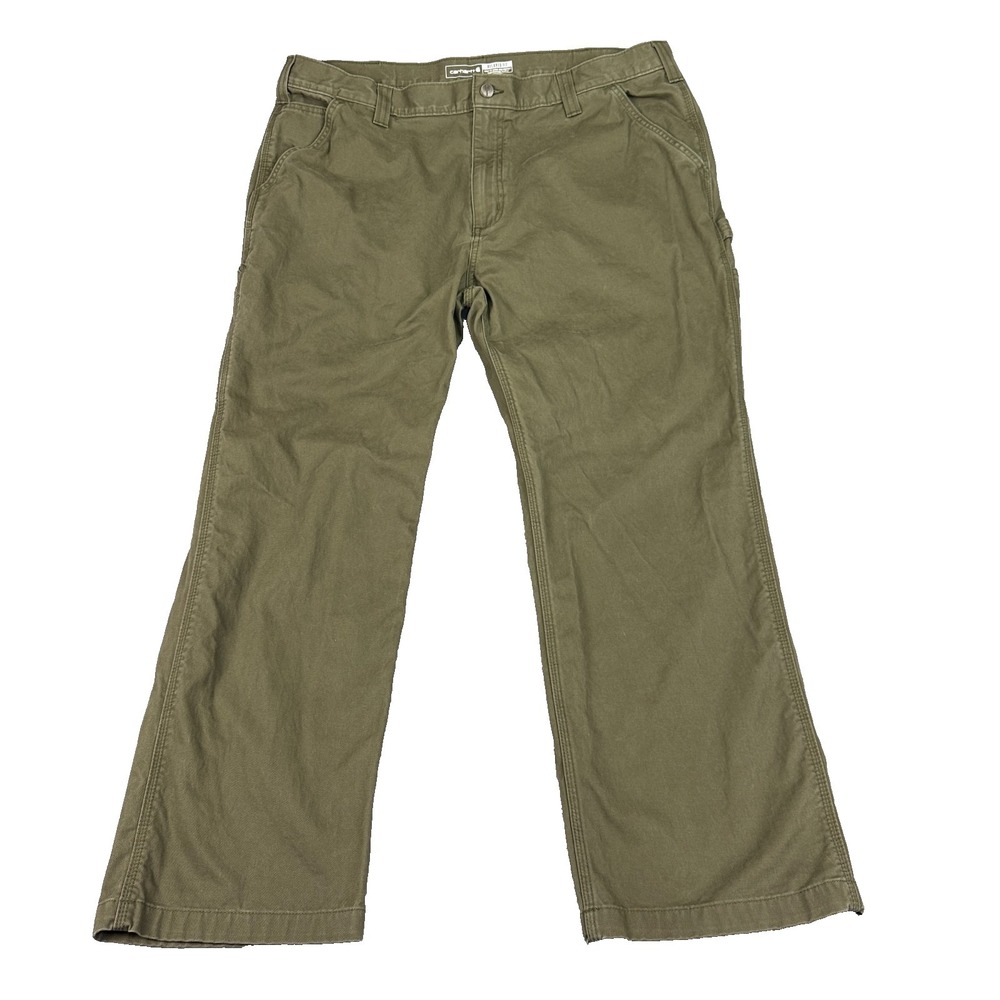 Carhartt Relaxed Fit Pants Men's 40x30 Green Workwear Canvas‎ Straight Utility